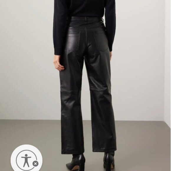 VEDA Pants Black Real Leather High Waisted US 10- 12 - Picture 10 of 10